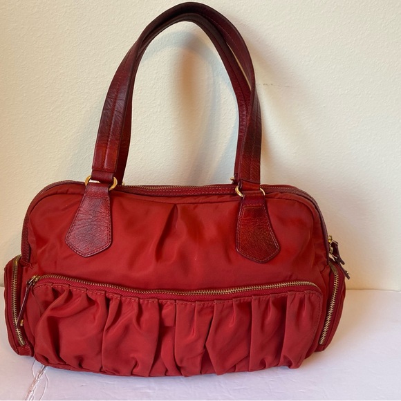 MZ Wallace Red Top Zip Nylon Shoulder Tote - Picture 2 of 12